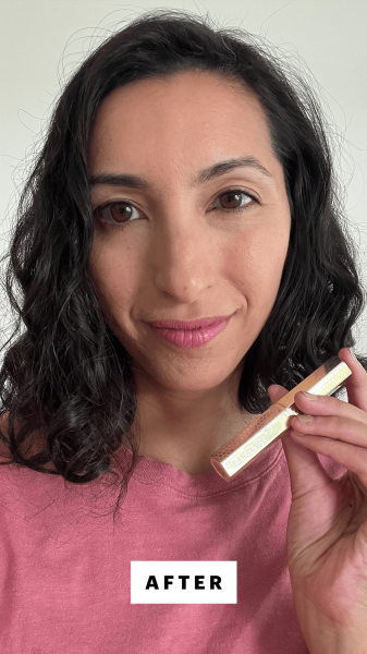 Pai after applying the Kiss Kiss HoneyInfused Refillable Lipstick