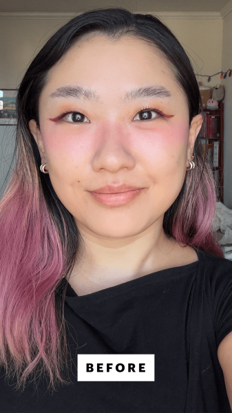 Han before applying the Guerlain KissKiss Bee Glow Lip Balm