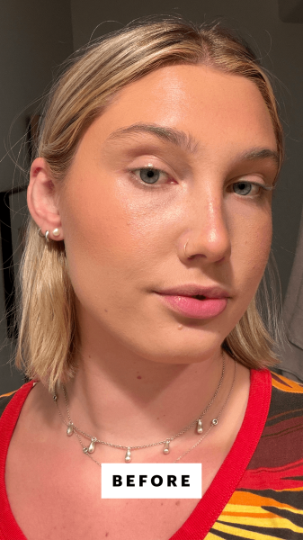 Gunderman before applying the Guerlain Mtorites Compact Mattifying Setting Pressed Powder