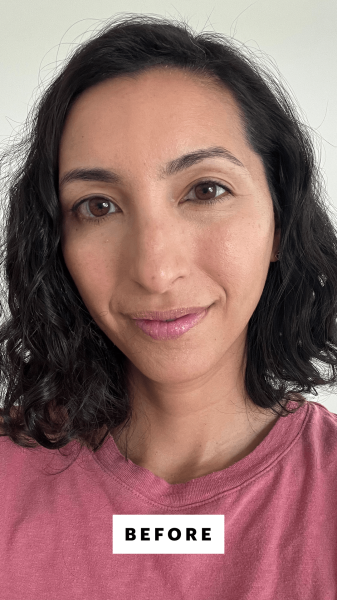 Pai before applying the Kiss Kiss HoneyInfused Refillable Lipstick